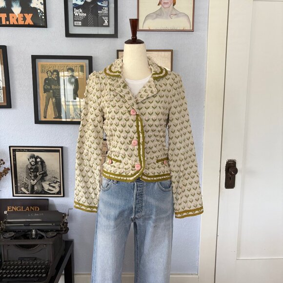 Vintage Marc Jacobs Embroidered Cream and Pink Floral Jacket size 4 - Picture 11 of 15